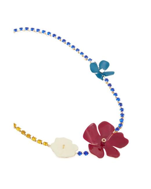 Marni White Flower Embellished Necklace