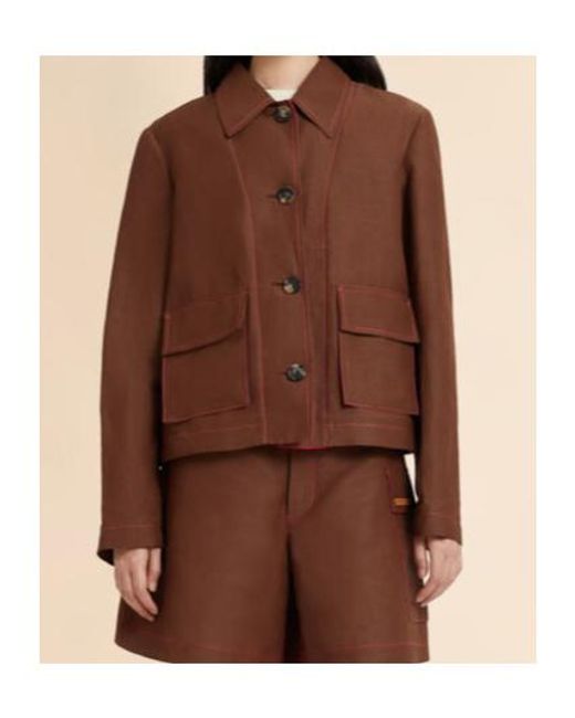 Marni Brown Contrast Stitch Boxy Jacket