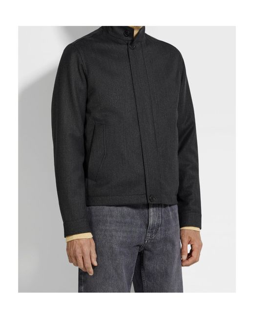 Zegna Black High-Neck Wool Jacket for men