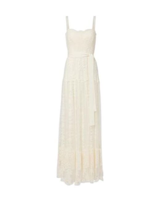 Elie Saab White Embroidered Tulle Bustier Gown