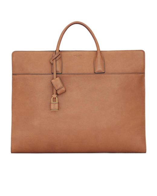 Saint Laurent Brown Sac De Jour Leather Briefcase for men