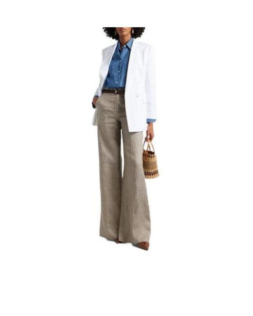 Max Mara Brown Leather-Trimmed Slingback Pumps