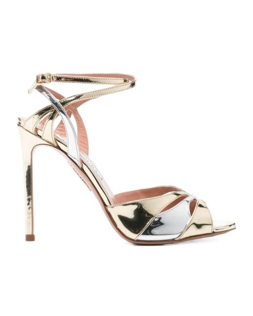 Aquazzura 110M Metallic Ankle-Strap Heeled Sandals