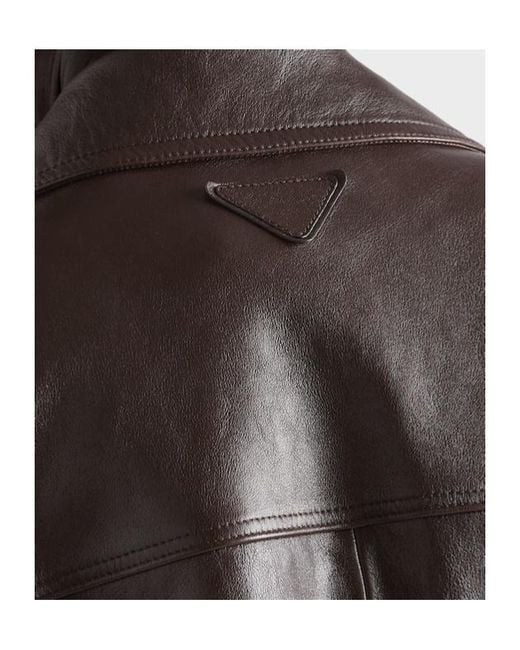 Prada Brown Nappa Leather Caban Jacket for men