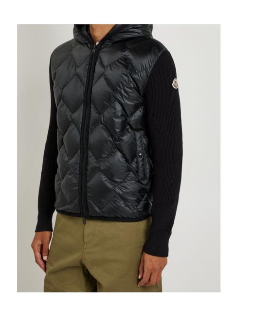 Moncler Black Close-Knit And Nylon Jacket for men