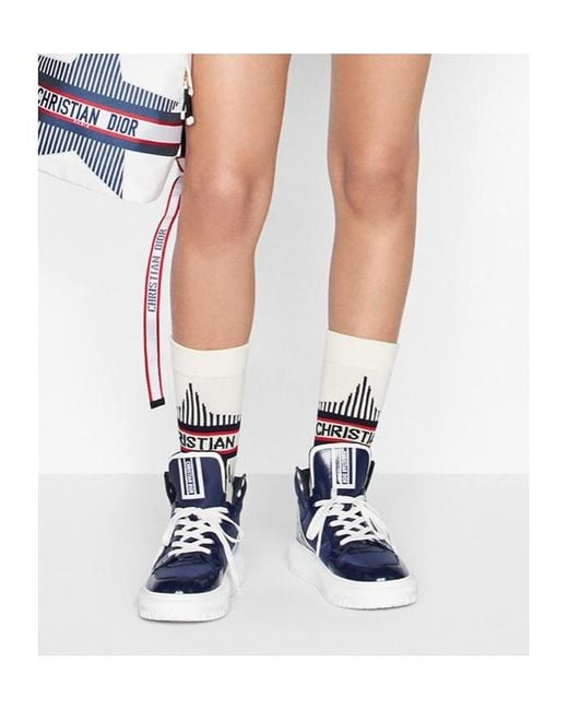 Dior White Rib Logo Socks