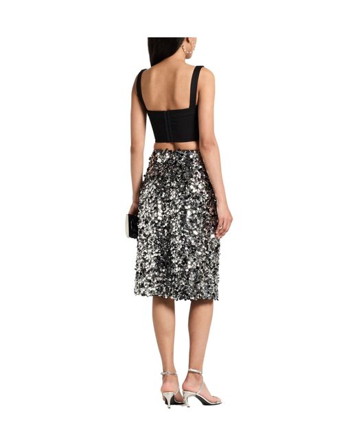 Dolce & Gabbana Black Sequin Midi Skirt