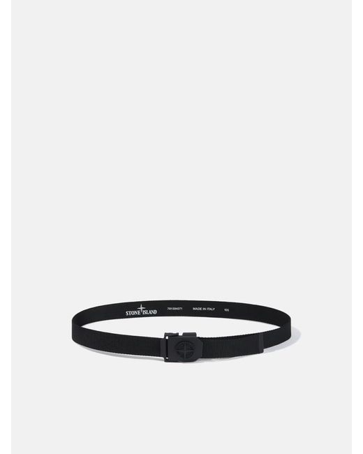 Stone Island Black Logo Buckle Belt for men
