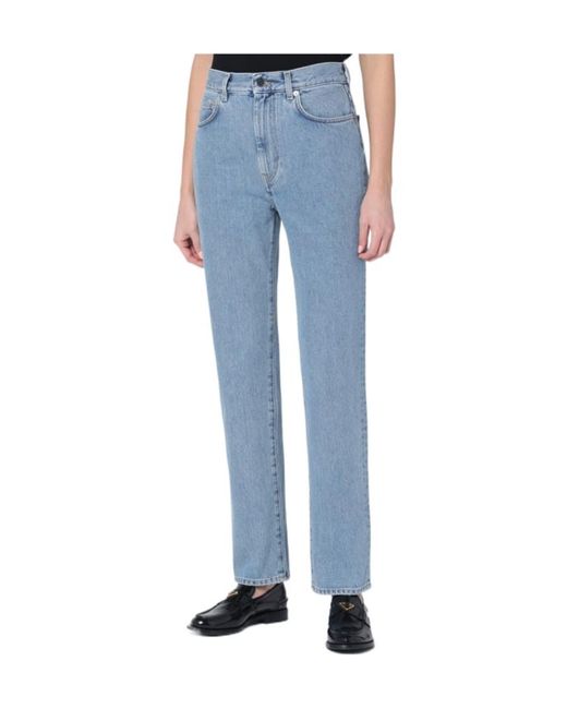 Loulou de Saison Blue Organic Denim Straight-Leg Jeans