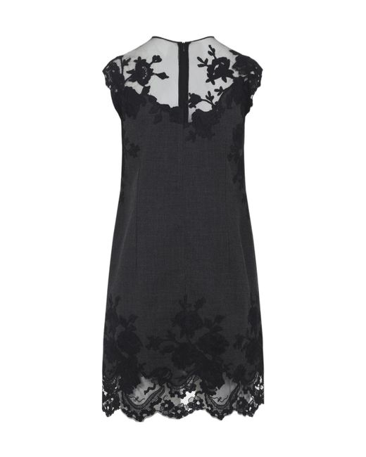 Ermanno Scervino Black Lace-Embellished Wool Dress
