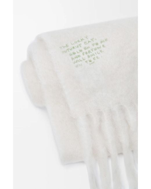 Loewe White Fringed Scarf