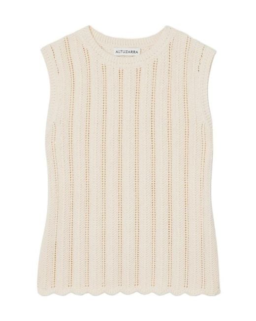 Altuzarra Natural Ribbed Open-Knit Organic Cotton Top