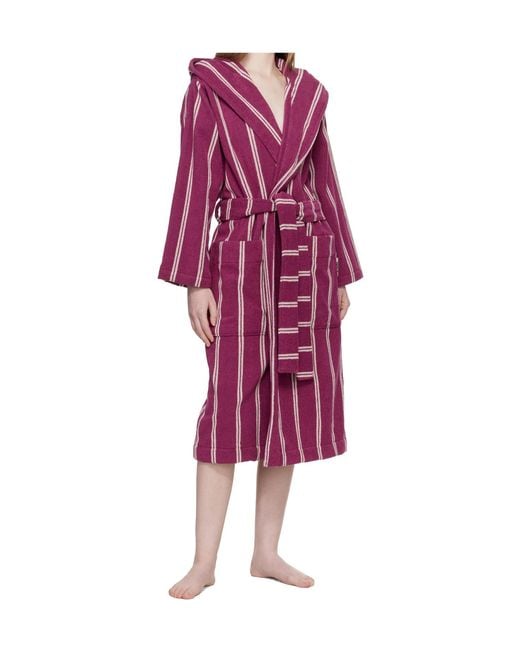 Tekla Red Hooded Bathrobe for men