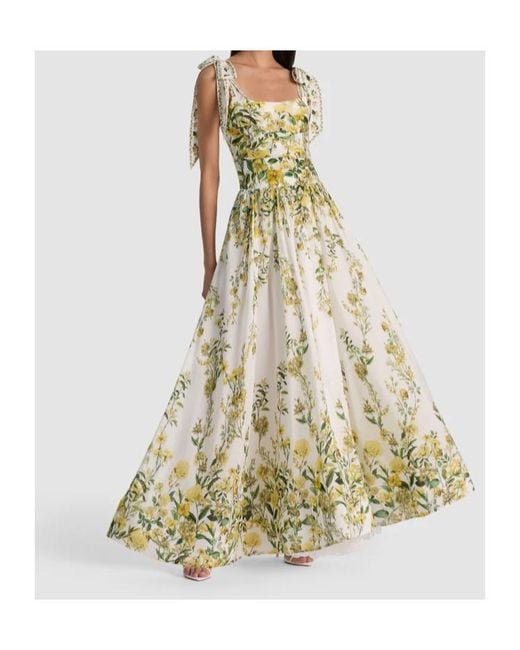 Alice + Olivia White Alice Olivia Haven Floral-Printed Maxi Dress