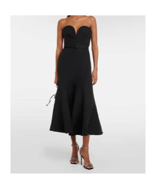 Roland Mouret Black Off-The-Shoulder Midi Dress