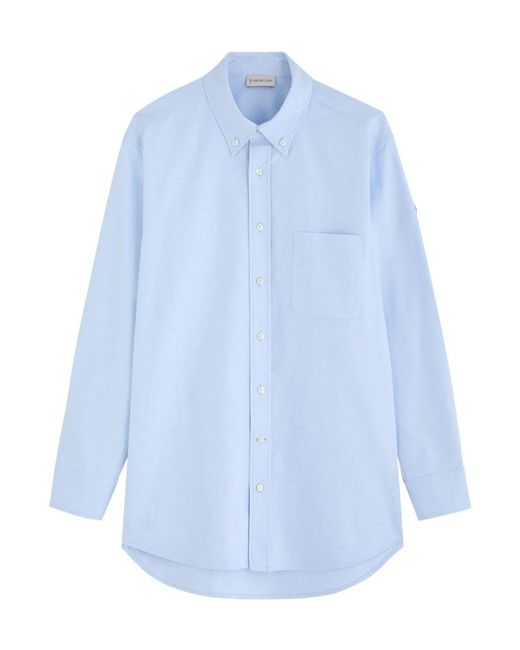 Moncler Blue Logo-Appliquéd Cotton Shirt