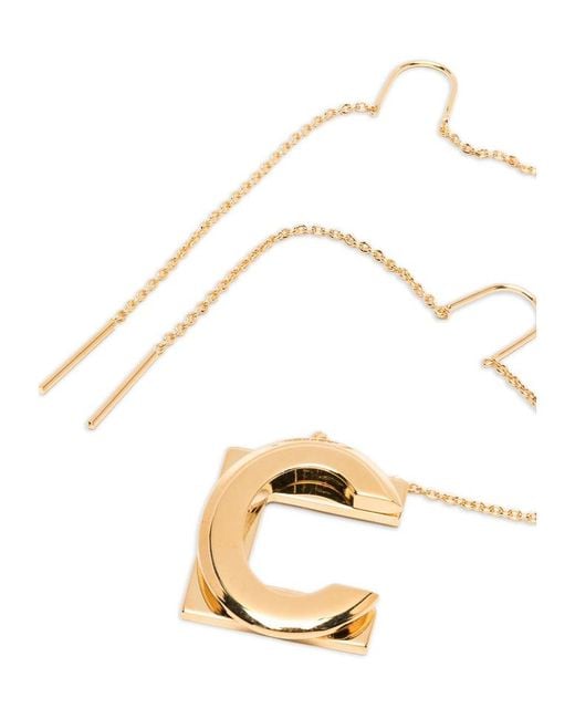 Elisabetta Franchi White Pendant Logo Earrings