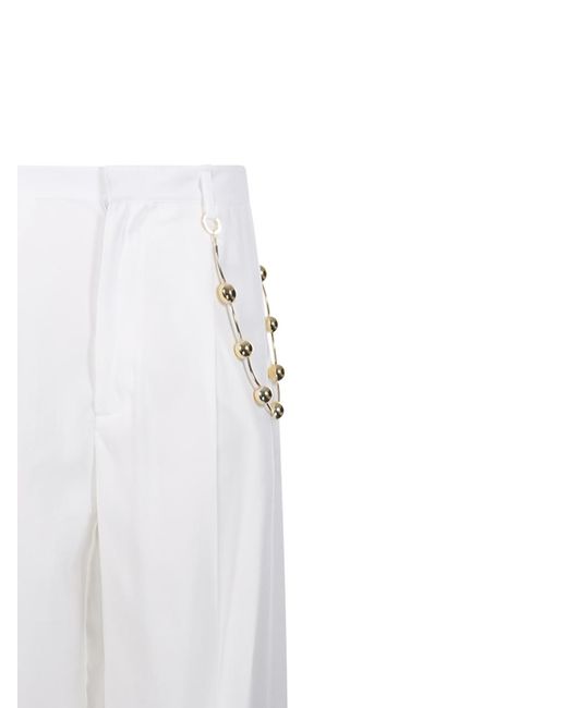 DARKPARK White Beaded Trim Wide-Leg Pants