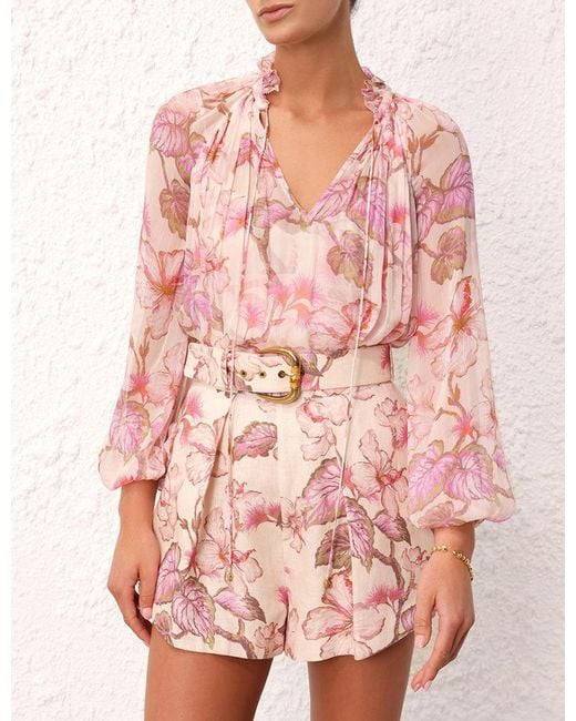Zimmermann Pink Matchmaker Billow Blouse