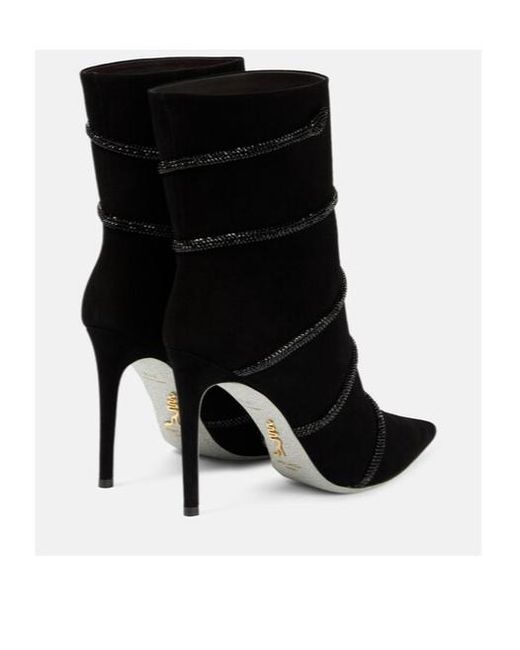 Rene Caovilla Black Morgana Embellished Suede Boots