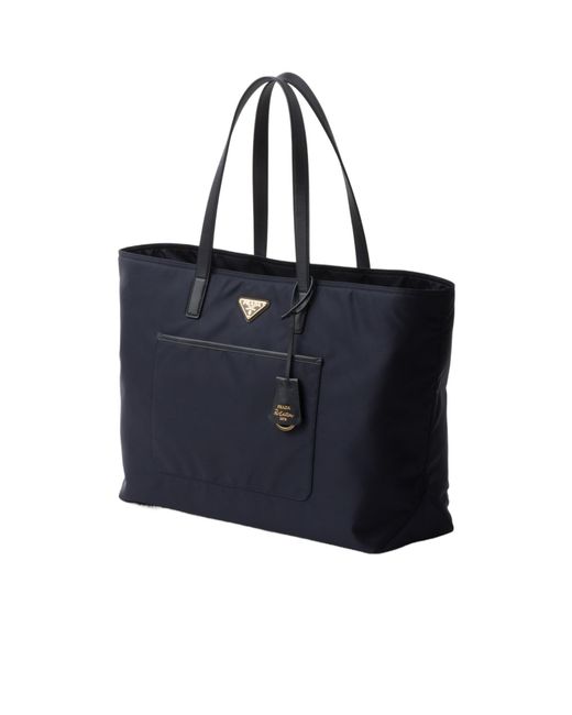 Prada Black Re-Edition 1978 Large Re-Nylon And Saffiano Leather Tote Bag