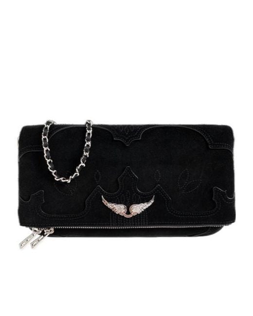 Zadig & Voltaire Black Rock Western Foldover Top Shoulder Bag