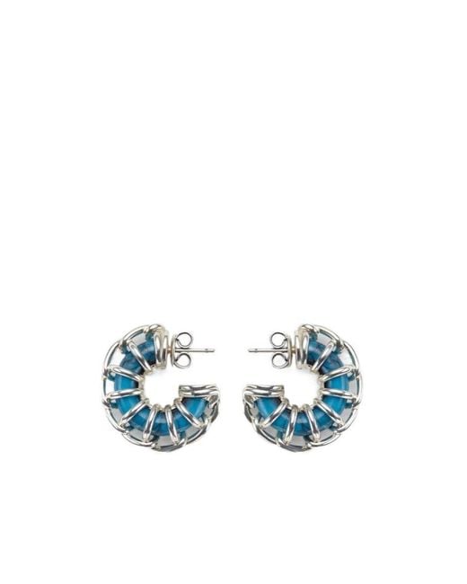 Bottega Veneta Blue Weave Hoop Earrings