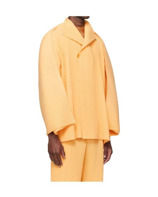 Homme Plissé Issey Miyake Orange Pleated Casual Jacket for men