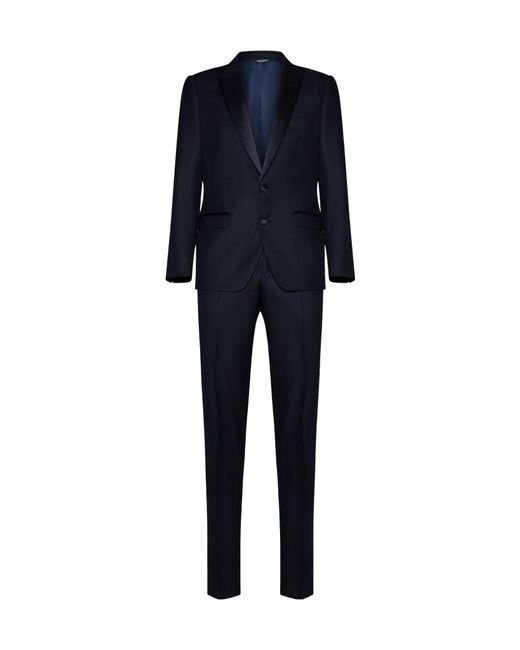 Dolce & Gabbana Blue Single-Breasted Pressed Crease Tailored Suit