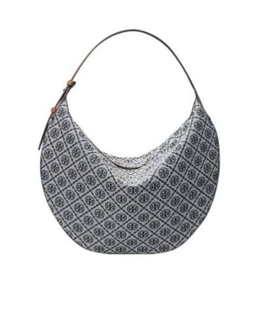 Tory Burch Gray T Monogram Balloon Bag