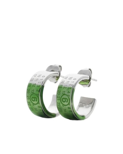 MM6 by Maison Margiela Green Numeric-Engraved Signature Earrings