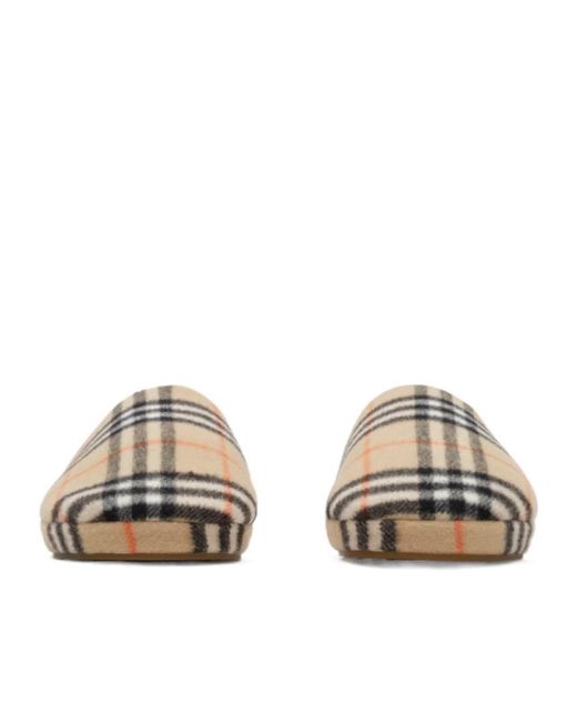 Burberry Brown Check Wool Blend Slippers for men