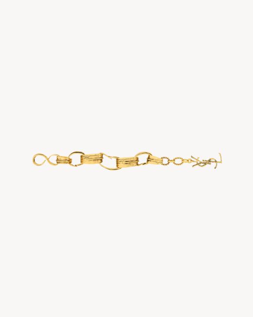 Saint Laurent Metallic Bracelet Chaîne Feuille En Métal