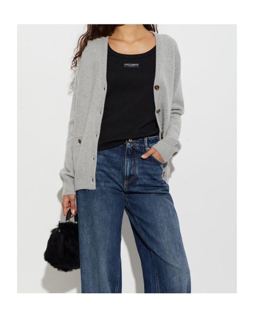 Dolce & Gabbana Gray Long-Sleeve Knit Top