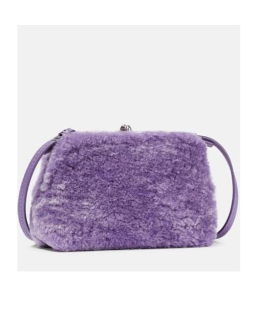 Jil Sander Purple Goji Micro Shearling Shoulder Bag