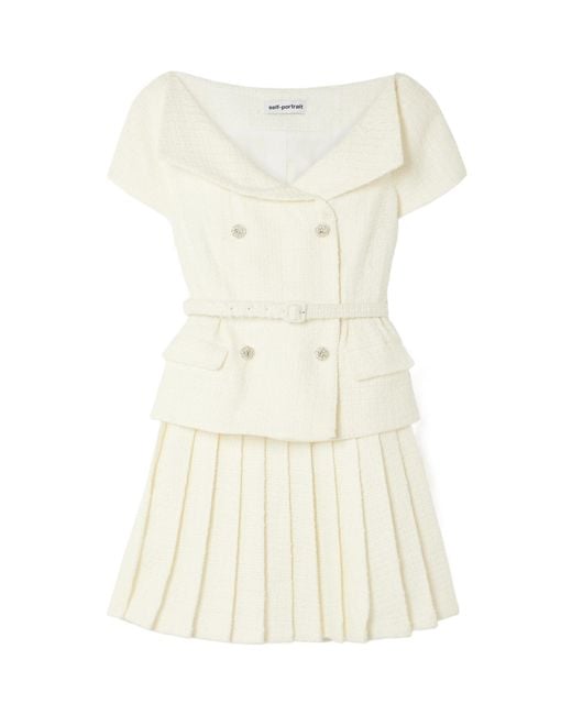 Self-Portrait Natural Short Sleeve Dress