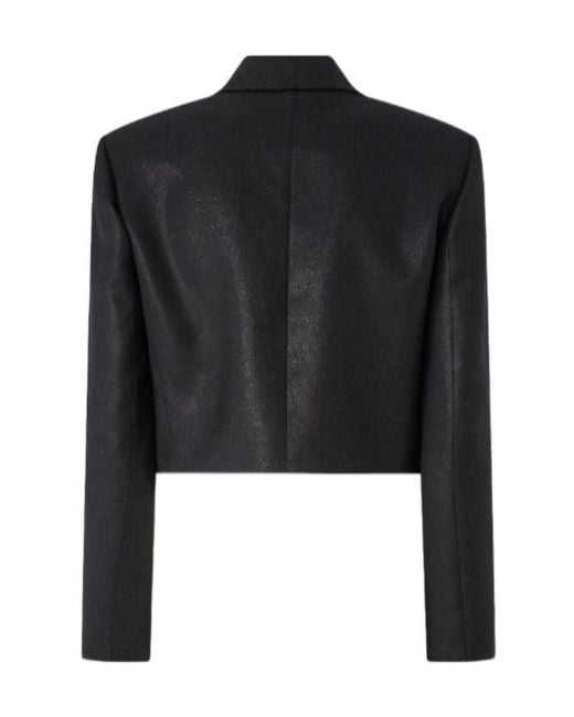 Pinko Black Shiny-Effect Pinstriped Spencer Jacket