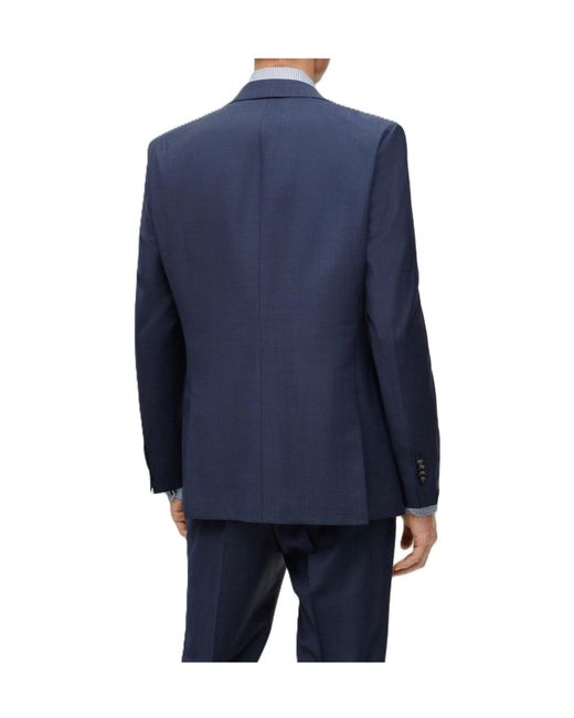 Boss Blue Single-Breasted Suit Jacket for men