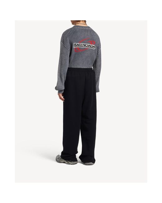 Balenciaga Black Elastic Waist Wide-Leg Sweatpants for men