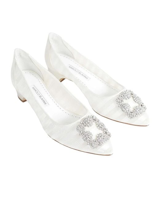 Manolo Blahnik White Pointed-Toe High Heels