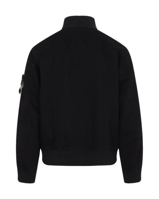 Stone Island Black Compass Patch High-Neck Bomber Jacket for men
