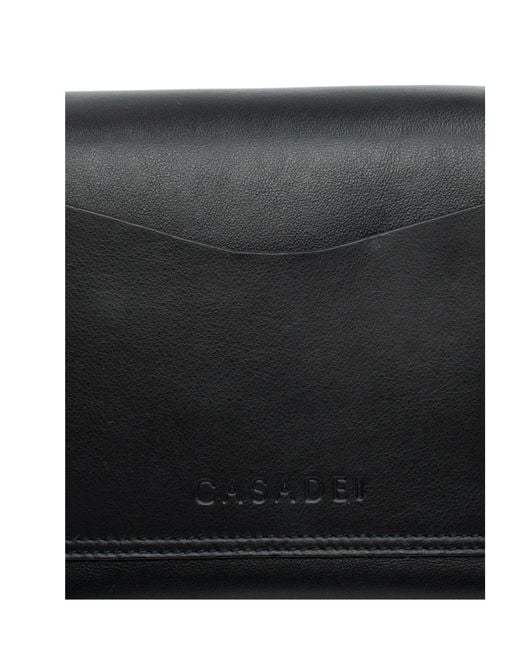 Casadei Black Logo Embossed Shoulder Bag