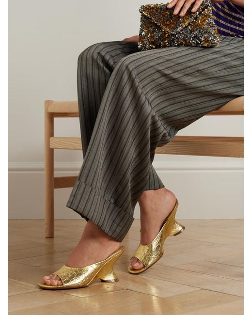 Dries Van Noten Natural Curved Wedge Mules