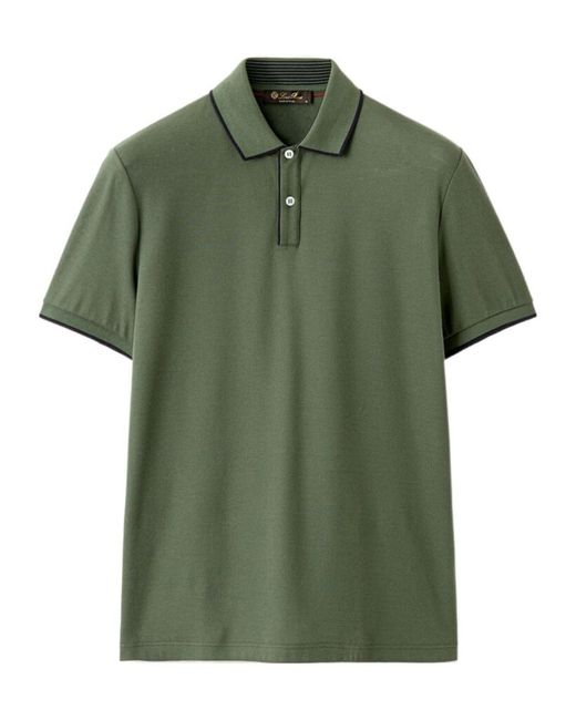 Loro Piana Green Stretch Cotton Polo Shirt for men
