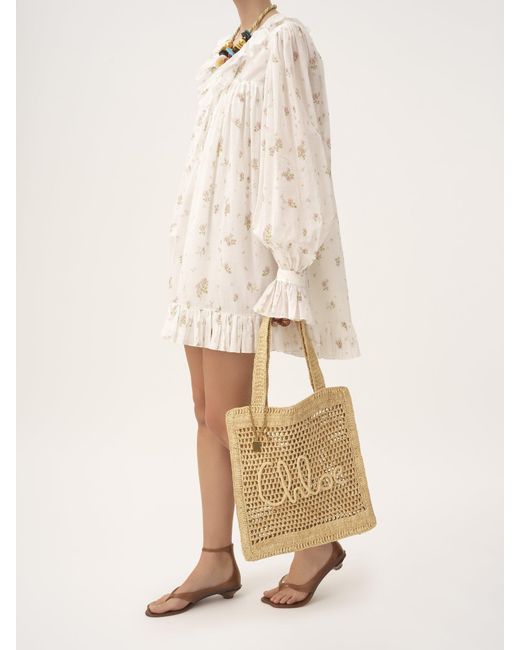 Chloé Natural Chloé Summer Banana Logo Detailed Tote Bag