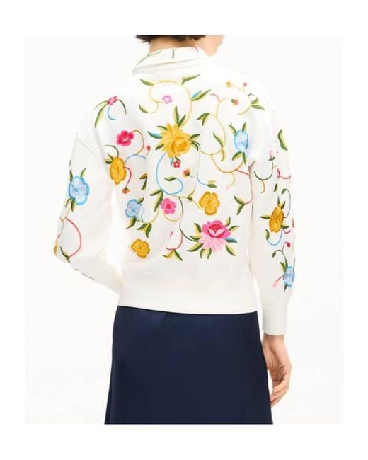 KENZO White Wildflower' Embroidered Half Zip Sweatshirt