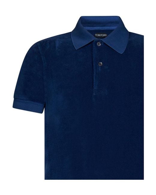 Tom Ford Blue Towelling Polo Shirt for men