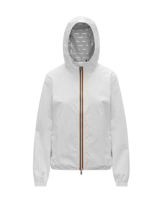 K-Way Gray Zip-Up Hooded Jacket