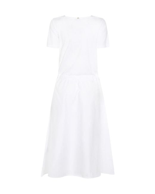 Herno White Drawstring Waist Midi Dress