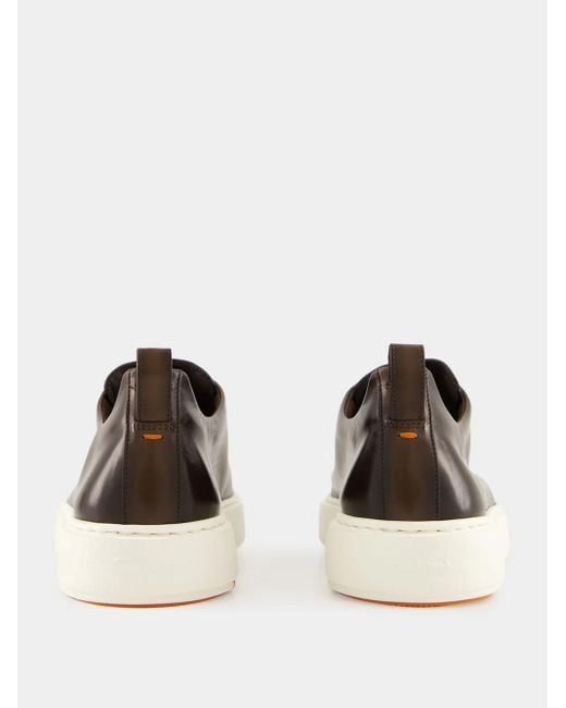 Santoni Brown Round Toe Slip-On Sneakers for men